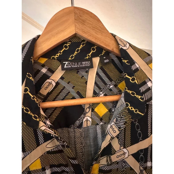 Women's 7 Avenue Design New York & Company Blouse - M - Black &‎ Yellow - Picture 2 of 5